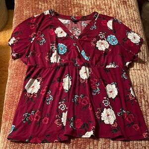 Torrid Maroon Floral Blouse